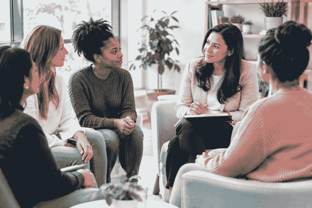 Women discussing mental health and emotional well-being